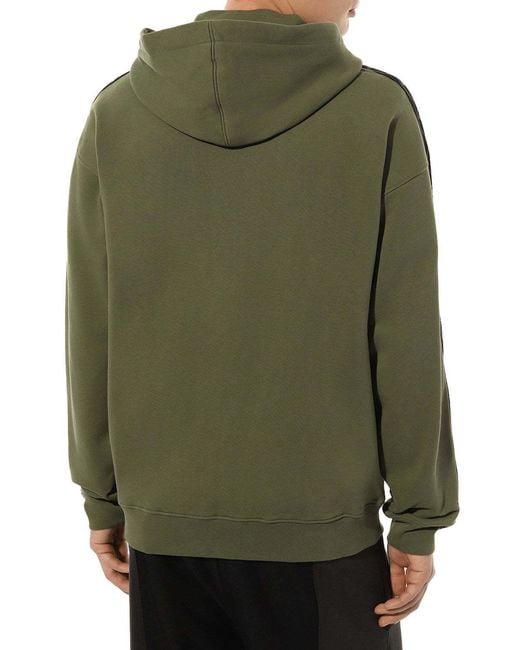Moschino Green Logo-Print Zip-Up Organic Cotton Hoodie for men