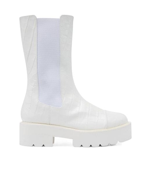 Stuart Weitzman White Chelsea Boots