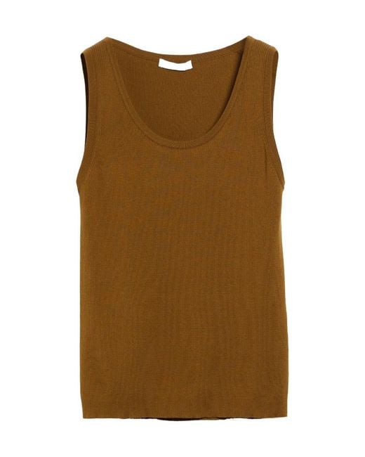 Max Mara Brown Ribbed Knitted Sleeveless Top