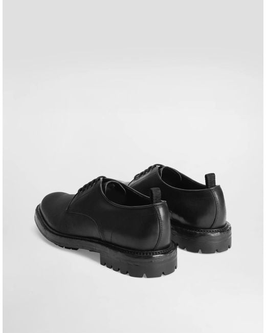Dolce & Gabbana Black Round Toe Derby Shoes for men
