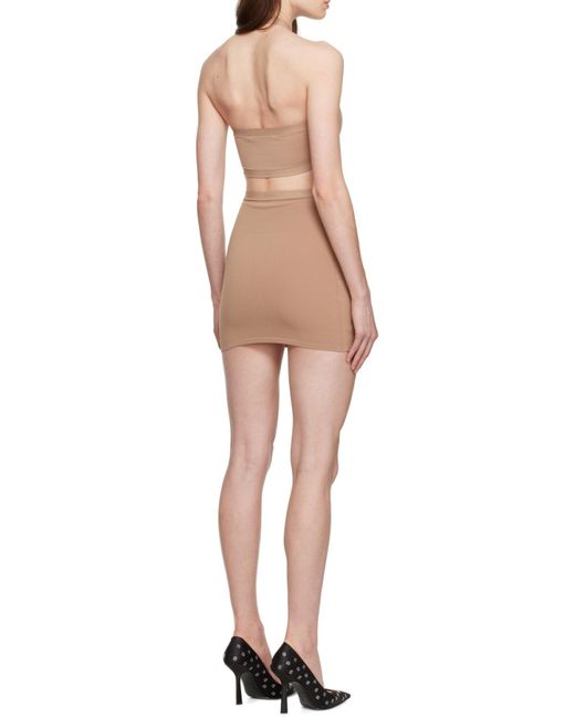 Alexander Wang Natural Logo-Trim Halterneck Dress