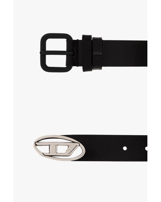 DIESEL White Logo Belt for men