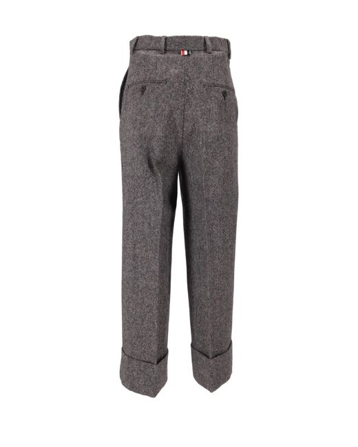 Thom Browne Gray High-Waist Straight-Leg Trousers