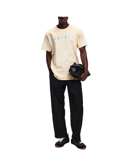 McQueen White Simple Printed T-Shirt for men