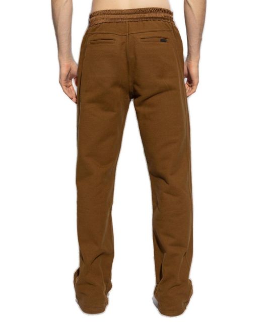 Saint Laurent Brown Logo Patch Straight Leg Pants for men
