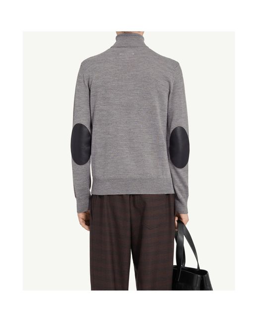 MM6 by Maison Martin Margiela Gray Elbow Patch Pullover for men