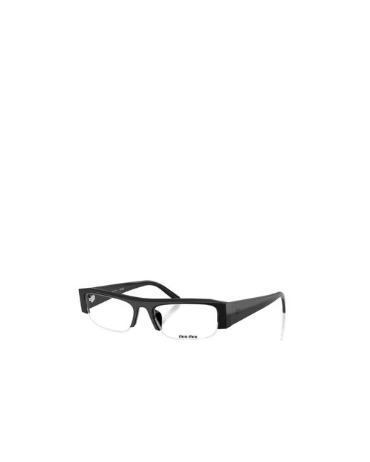 Miu Miu Metallic Half-Rimmed Plano Lenses