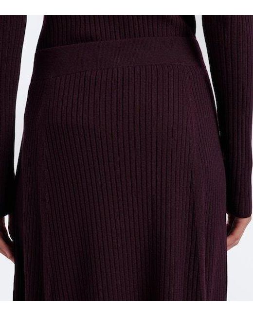 Joseph Purple Ribbed-Knit Midi Skirt