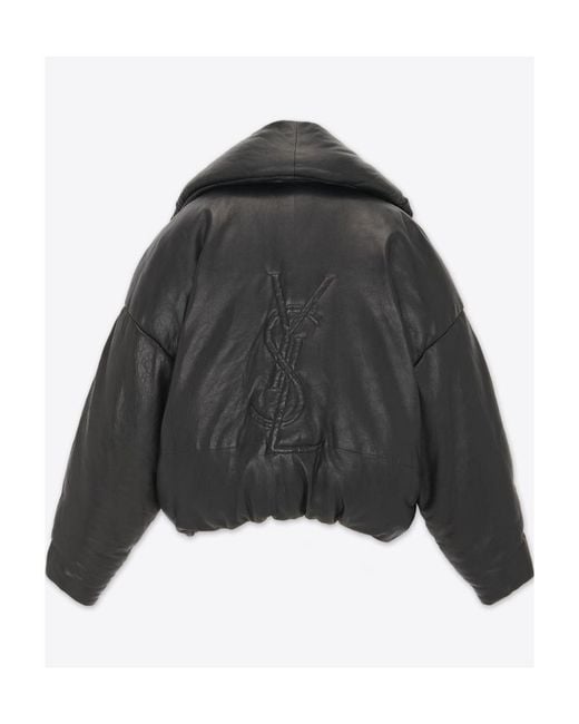 Saint Laurent Black Cassandre Puffer Jacket