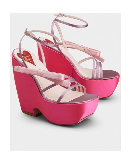 Roger Vivier Pink Bow Detailed Wedge Sandals