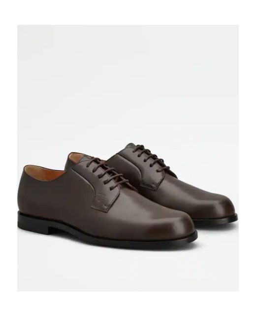 Tod's Brown Embossed Derby Shoes for men