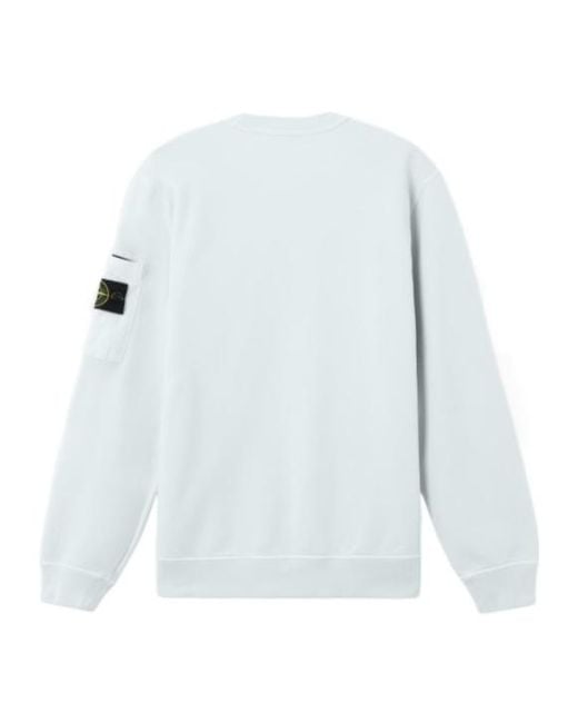 Stone Island White Logo Patch Crewneck Sweatshirt for men