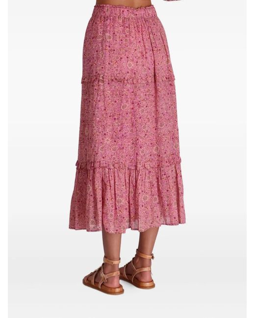 Isabel Marant Pink Ruffled Print Long Skirt