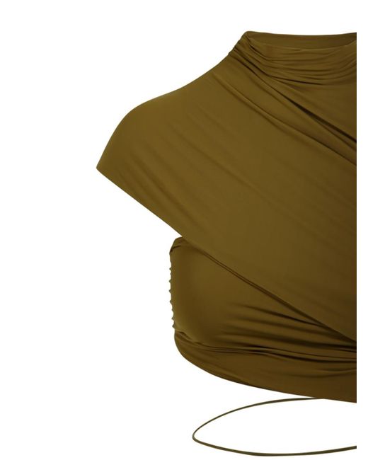 Amazuìn Green Aliukg Draped One-Shoulder Top