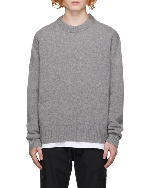 FRAME Gray Logo Knitted Pullover for men