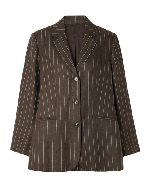 Posse Brown Pinstripe Single-Breasted Blazer