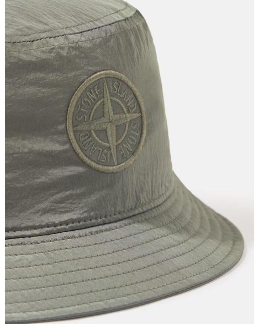 Stone Island Green Compass-Embroidered Bucket Hat for men