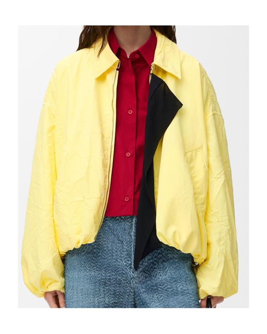 Loewe Yellow Crinkled-Finish Scarf-Detail Jacket