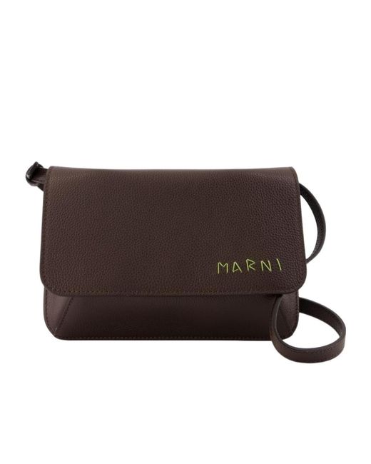 Marni Brown Flap Trunk Shoulder Bag