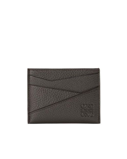 Loewe Gray Puzzle Plain Card Holder for men