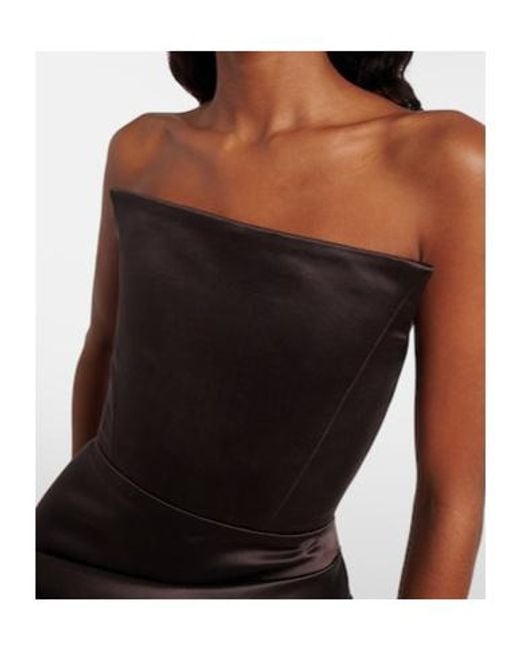 Alex Perry Black Draped Satin Bustier Dress