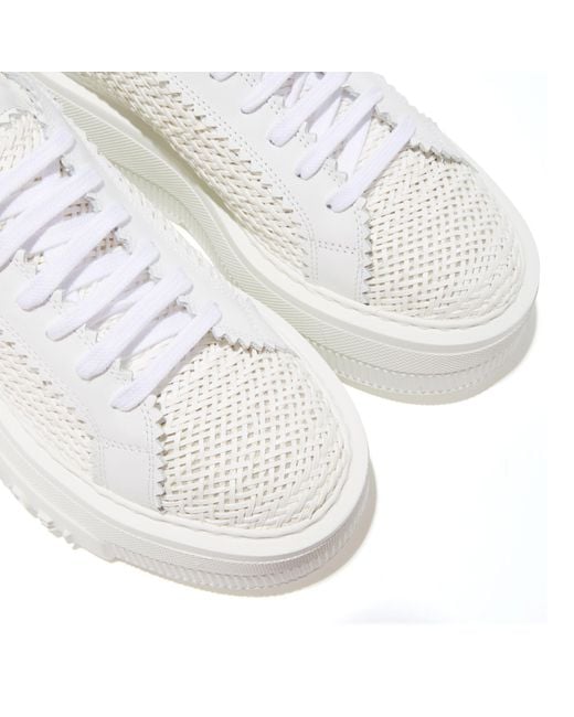 Casadei White Interwoven-Detailed Chunky Lace-Up Sneakers