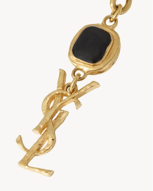 Saint Laurent White Cassandre Pendant Chain Belt