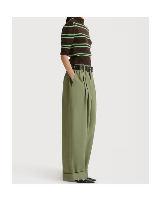 Marni Green Canvas Trousers With Pleats