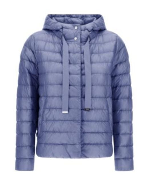 Herno Blue Quilted Hooded Drawstring Puffer Jacket