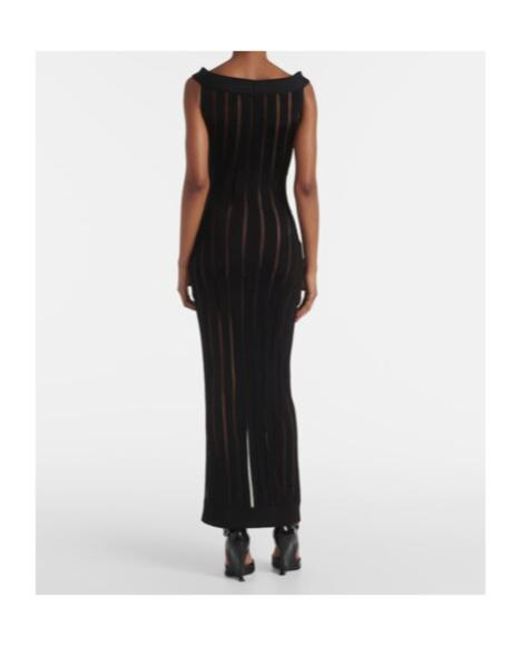 Nensi Dojaka Black Ribbed-Knit Maxi Dress
