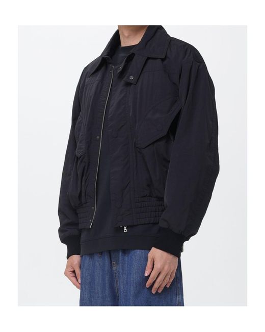 Dries Van Noten Blue Long-Sleeved Bomber Jacket for men