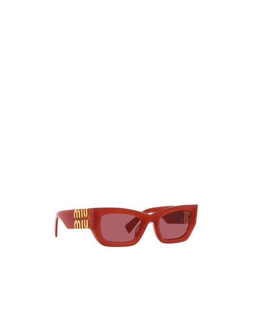 Miu Miu Red Eyewear Rectangular Frame Sunglasses