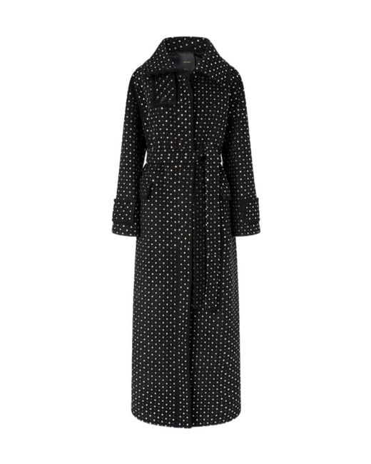 Pinko Black Embellished Belted Coat