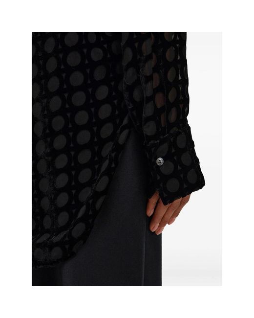 Ferragamo Black Ferragamo Devoré-Effect Long-Sleeved Shirt