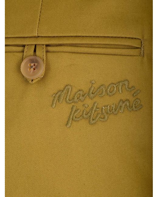 Maison Kitsuné Natural Maison Kitsuné Logo Embroidered Straight-Leg Chinos for men