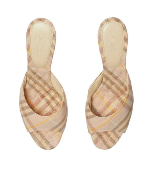 Burberry Natural Mews Checked Slip-Pn Mmules