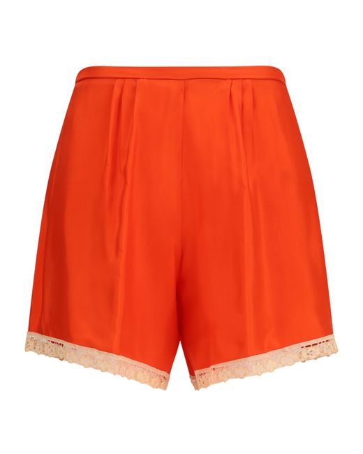 Forte_forte Orange Lace-Trim Twill Shorts