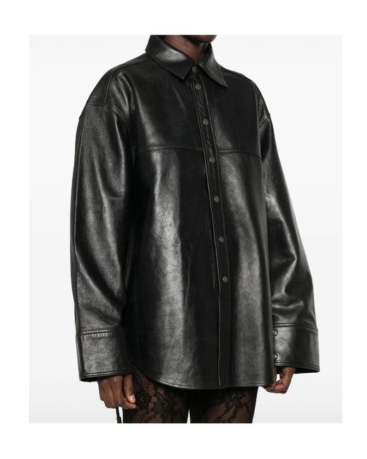 Haikure Gray Long-Sleeve Shirt-Style Leather Jacket