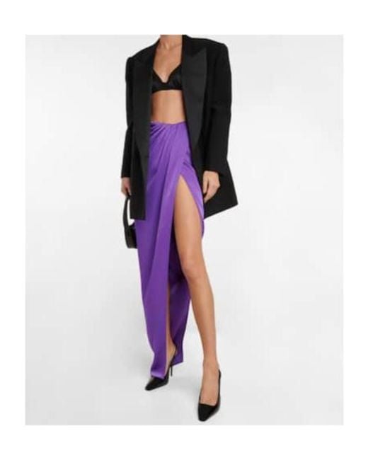 Alex Perry Purple Ridley Draped Satin Maxi Skirt