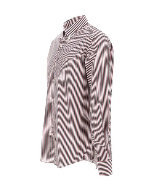 Paul & Shark Purple Striped Button-Down Shirt for men