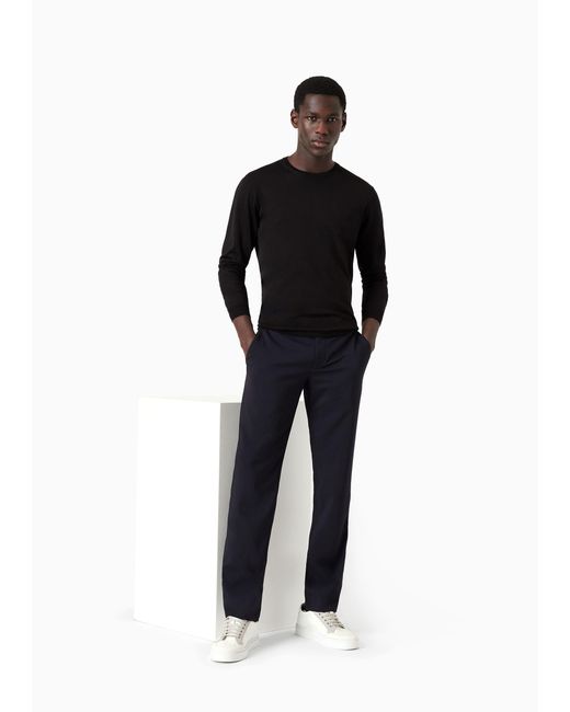 Giorgio Armani Black Crewneck Long-Sleeved Jumper for men