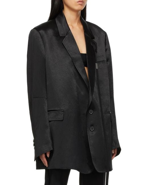 Ann Demeulemeester Black Polished Oversize Button-Up Blazer