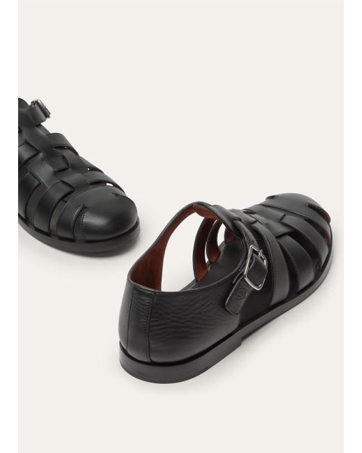 Loro Piana Black Leather Sandals for men