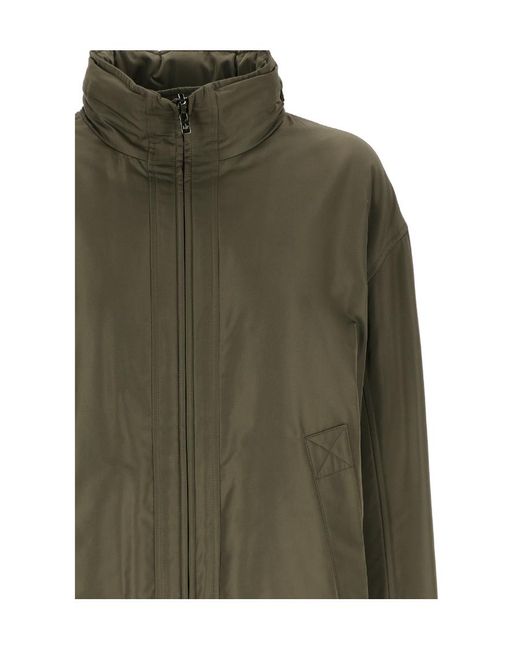 Loro Piana Green Stand Collar Double-Sided Zipper Jacket