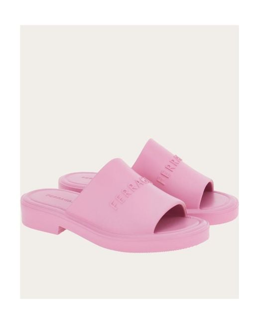 Ferragamo Pink Knurled Slippers