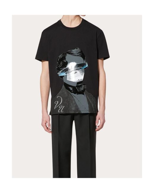 Valentino Black Undercover Co-Branded Ufo Printed T-Shirt for men
