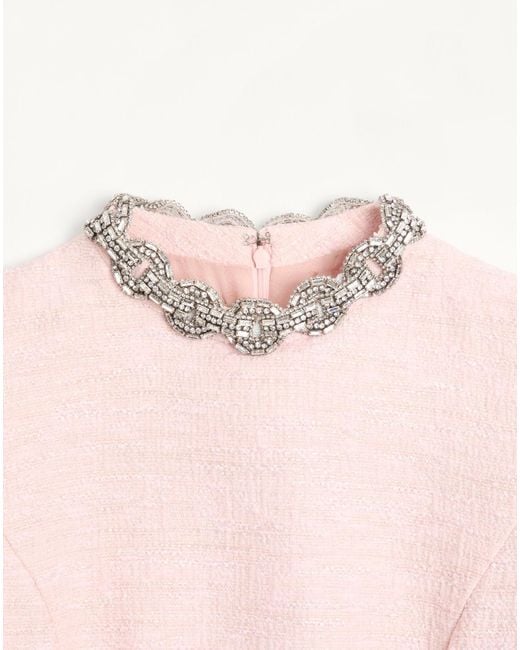 Valentino Pink Embroidered Tweed Short Dress