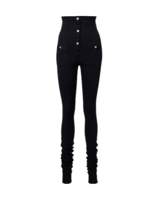 The Attico Black High-Rise Cotton Jersey Stirrup Leggings
