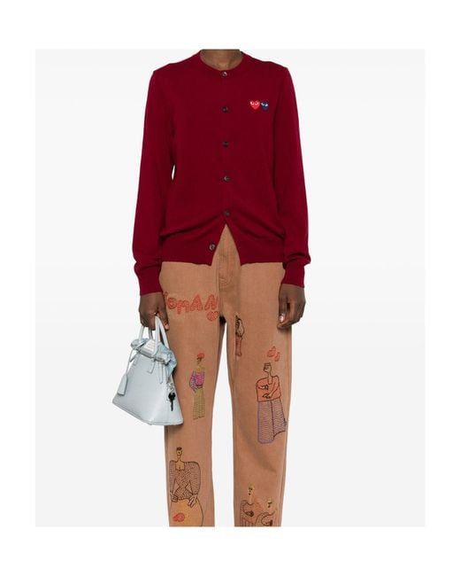 COMME DES GARÇONS PLAY Red Comme Des Garçons Play Crewneck Knitted Cardigan