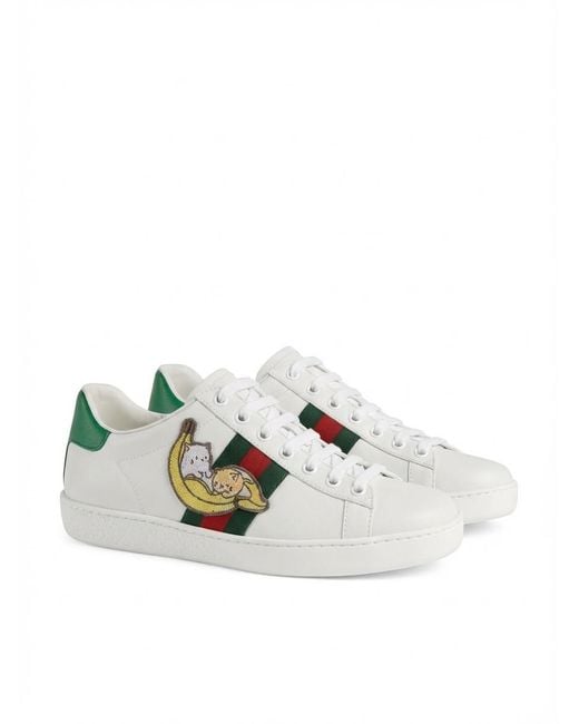 Gucci White Bananya X Ace Sneakers